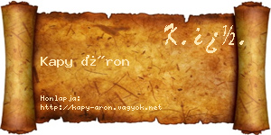 Kapy Áron névjegykártya